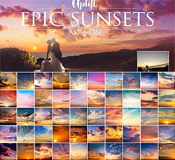 极品PS动作－晚霞合成(50张高清晚霞图/含高清视频教程)：Epic Sunsets Cloud Overla